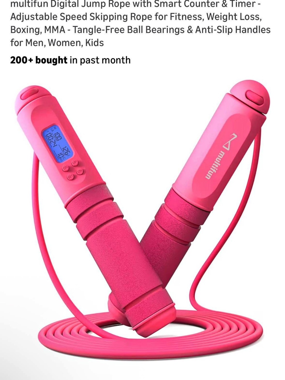 Digital Smart Jump Rope - Bright Pink